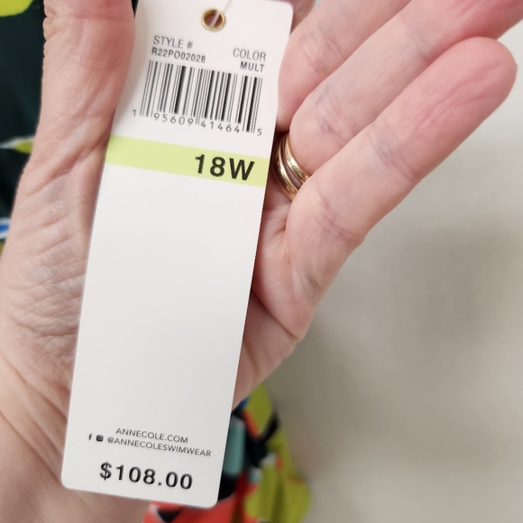 Anne Cole Women's 18W Plus 1pc Swimsuit New - Picture 6 of 10